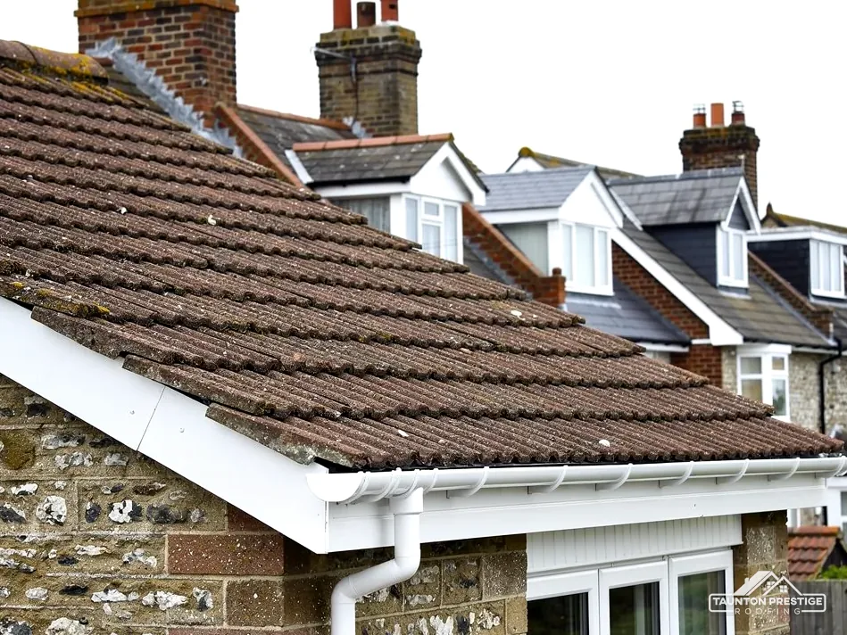 New white gutter, fascia and soffit on a bungalow